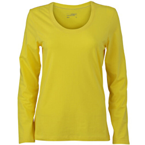 Ladies’ Stretch Shirt Long-Sleeved , James Nicholson, gelb, 95% Baumwolle, gekämmt, ringgesponnen, 5% Elasthan, L, , Bild 1