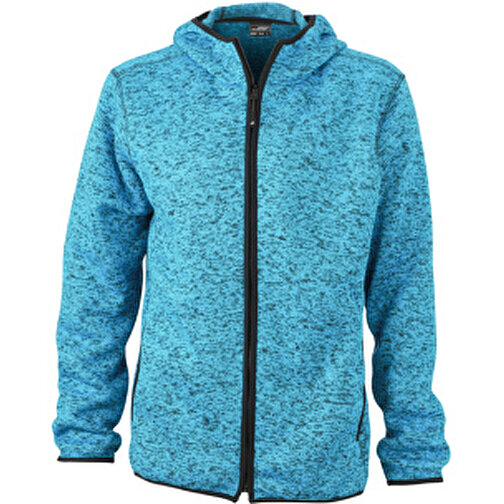 Men’s Knitted Fleece Hoody , James Nicholson, blau-melange/schwarz, 100% Polyester, XL, , Bild 1