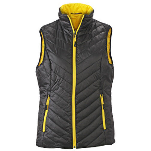 Ladies’ Lightweight Vest , James Nicholson, schwarz/gelb, 100% Polyester DuPont™ Sorona®, S, , Bild 1
