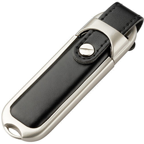 USB-Stick DAKAR 32 GB , Promo Effects MB , schwarz MB , 32 GB , Leder / Metall MB , 3 - 10 MB/s MB , 8,80cm x 1,40cm x 2,80cm (Länge x Höhe x Breite), Bild 2