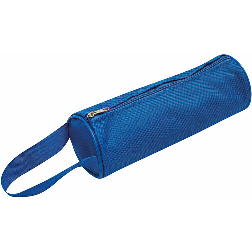 Runde Stiftetasche SCHOOL , blau, 600D Polyester, 20,00cm (Höhe), Bild 2