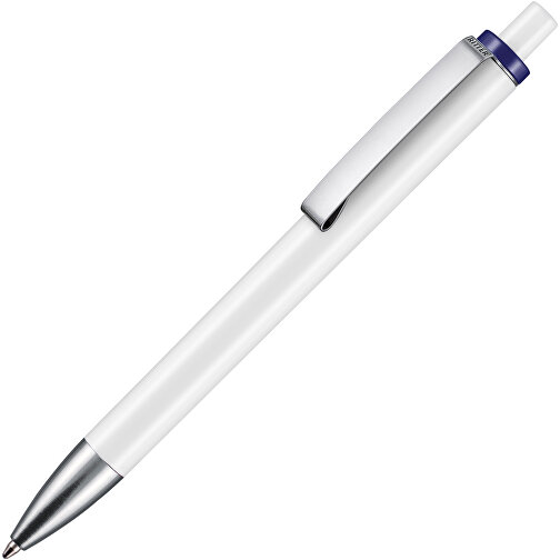 Kugelschreiber EXOS , Ritter-Pen, dunkelblau/weiß, ABS-Kunststoff, 14,00cm (Länge), Bild 2
