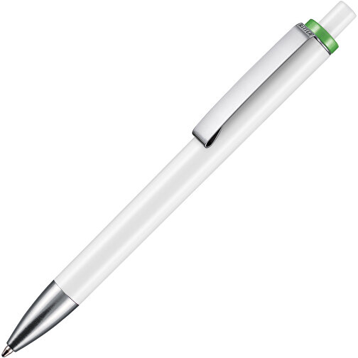 Kugelschreiber EXOS , Ritter-Pen, apfelgrün/weiß, ABS-Kunststoff, 14,00cm (Länge), Bild 2