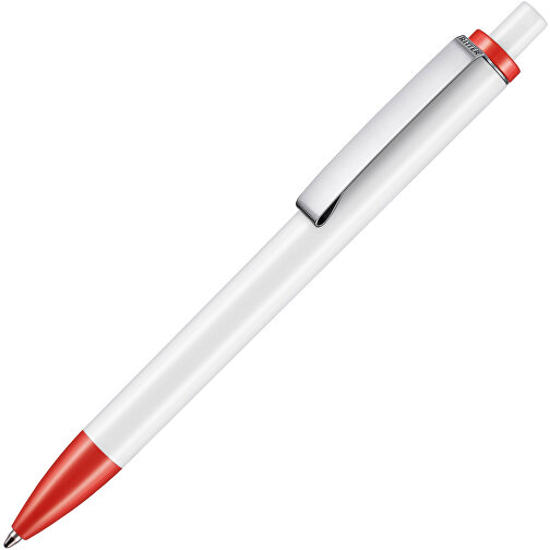 Kugelschreiber Exos P , Ritter-Pen, Korallenrot/weiß, ABS-Kunststoff, 14,00cm (Länge), Bild 2