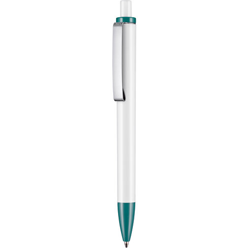 Kugelschreiber Exos P , Ritter-Pen, türkis/weiß, ABS-Kunststoff, 14,00cm (Länge), Bild 1