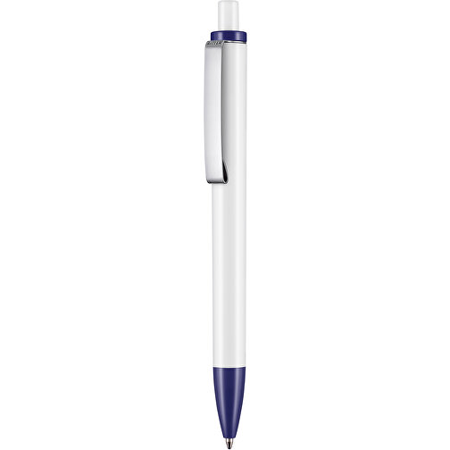 Kugelschreiber Exos P , Ritter-Pen, dunkelblau/weiss, ABS-Kunststoff, 14,00cm (Länge), Bild 1