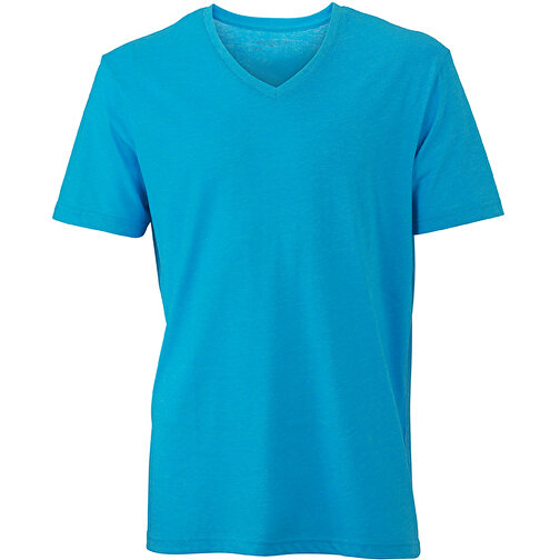 Men’s Heather T-Shirt , James Nicholson, türkis-melange, 65% Polyester, 35% Baumwolle, XL, , Bild 1