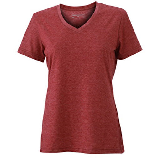 Ladies’ Heather T-Shirt , James Nicholson, wine-melange, 65% Polyester, 35% Baumwolle, XXL, , Bild 1