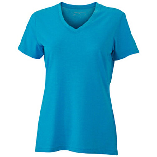 Ladies’ Heather T-Shirt , James Nicholson, türkis-melange, 65% Polyester, 35% Baumwolle, XL, , Bild 1