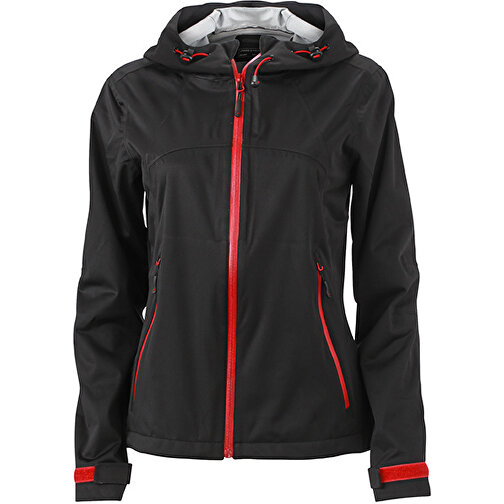 Ladies’ Outdoor Jacket , James Nicholson, schwarz/rot, 100% Polyester, S, , Bild 1