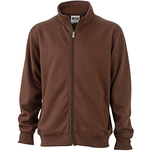 Workwear Sweat Jacket , James Nicholson, braun, 70% Baumwolle, 30% Polyester, L, , Bild 1