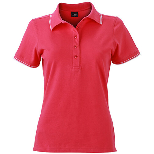 Ladies’ Polo , James Nicholson, pink/weiß, 95% Baumwolle, 5% Elasthan, XL, , Bild 1