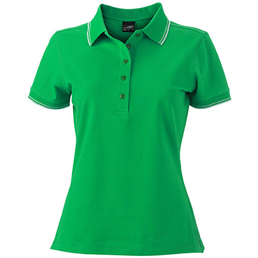 Ladies’ Polo , James Nicholson, fern-grün/weiß, 95% Baumwolle, 5% Elasthan, M, , Bild 1