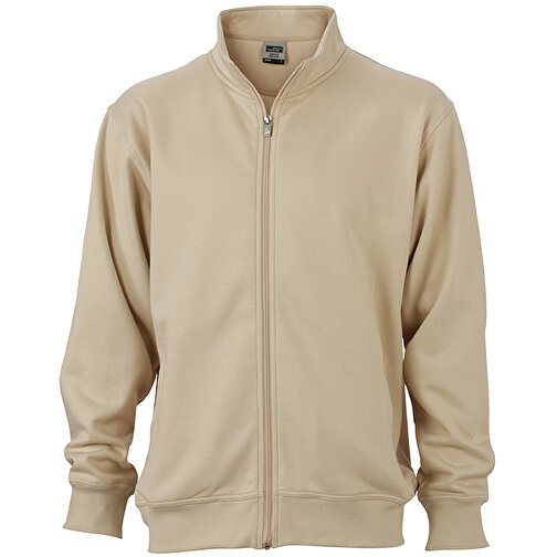 Workwear Sweat Jacket , James Nicholson, stone, 70% Baumwolle, 30% Polyester, XL, , Bild 1