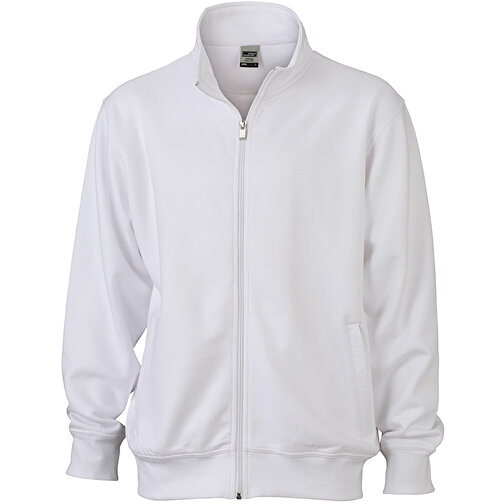 Workwear Sweat Jacket , James Nicholson, weiß, 70% Baumwolle, 30% Polyester, M, , Bild 1