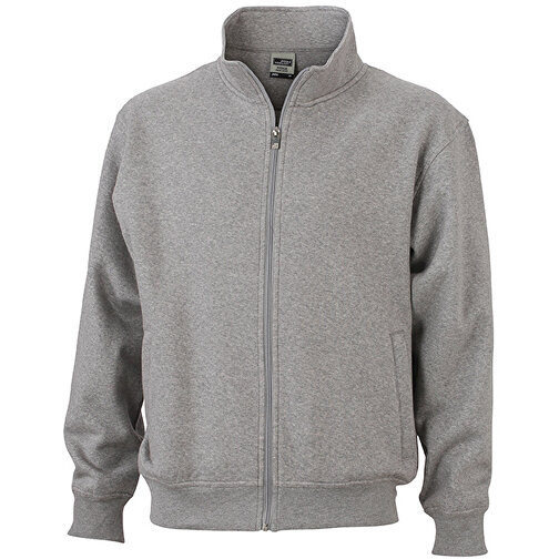 Workwear Sweat Jacket , James Nicholson, grau-heather, 70% Baumwolle, 30% Polyester, XL, , Bild 1