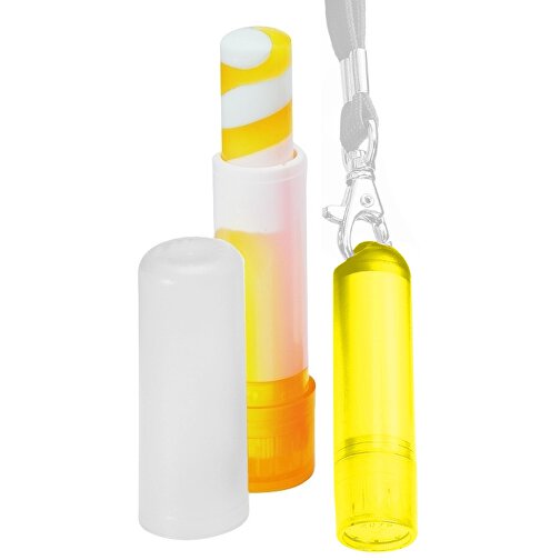 VitaLip® 'Twister' Freestyle (ohne Lanyard) , gelb/weiß/gelb gefrostet, PS, 6,30cm (Höhe), Bild 1
