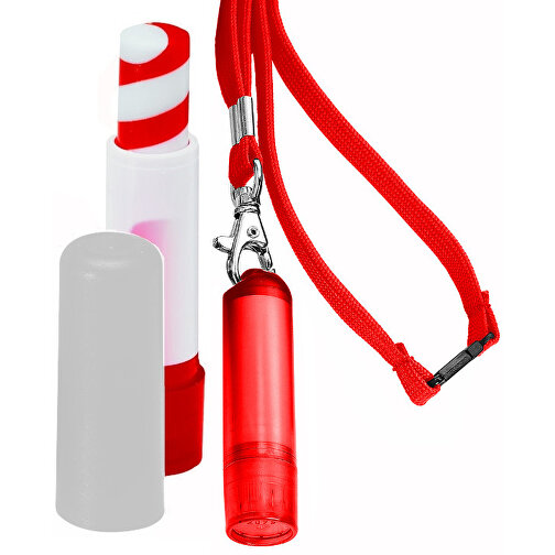 VitaLip® 'Twister' Freestyle Mit Lanyard , rot/weiss/rot gefrostet, PS, 6,30cm (Höhe), Bild 1