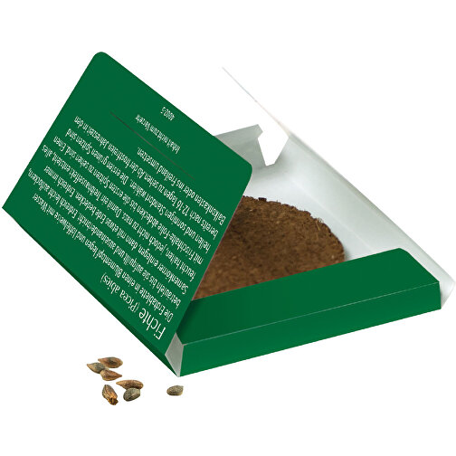 Fichten-Päckchen , grün, Papier, Kokosfaser, Samen, 8,00cm x 0,40cm x 6,00cm (Länge x Höhe x Breite), Bild 2