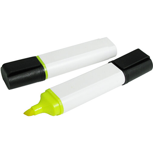 Highlighter - Recycelt , Green&Good, weiss, recyceltes Plastik, 10,00cm x 1,50cm x 2,70cm (Länge x Höhe x Breite), Bild 1
