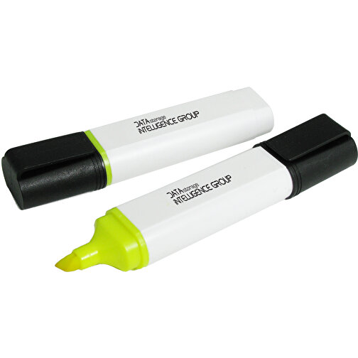 Highlighter - Recycelt , Green&Good, weiß, recyceltes Plastik, 10,00cm x 1,50cm x 2,70cm (Länge x Höhe x Breite), Bild 2