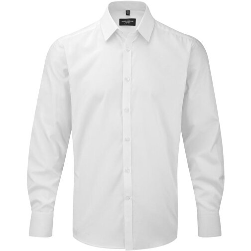 Herringbone Shirt Für Herren Langarm , Russell, weiss, 84 % Baumwolle, 16 % Polyester, 4XL, , Bild 1