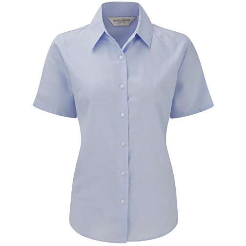 Kurzärmelige Oxford Damenbluse , Russell, oxfordblau, 70 % Baumwolle / 30 % Polyester, 4XL, , Bild 1