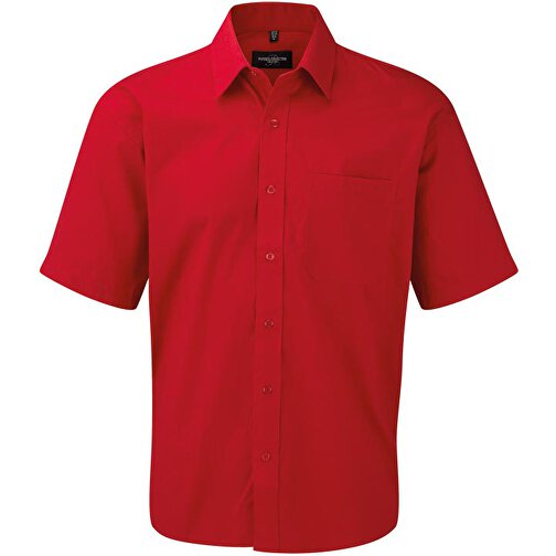 Kurzärmeliges Popeline-Hemd , Russell, rot, 100 % Baumwolle, M, , Bild 1