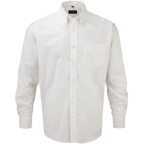 Langärmliges Oxford-Hemd , Russell, weiß, 70 % Baumwolle / 30 % Polyester, M, , Bild 1