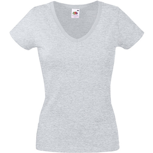 New Lady-Fit Valueweight V-Neck T , Fruit of the Loom, grau meliert, 97 % Baumwolle / 3 % Polyester, XL, , Bild 1