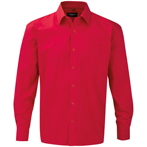 Poplin Langarm Hemd , Russell, rot, 100 % Baumwolle, M, , Bild 1
