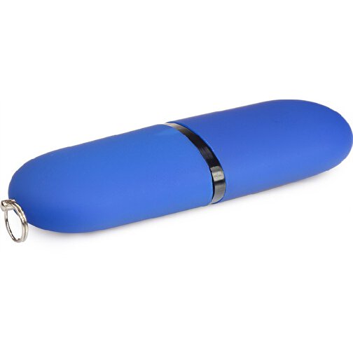 USB-Stick ROUND 8GB , Promo Effects MB , blau gummiert MB , 8 GB , Kunststoff MB , 3 - 10 MB/s MB , 6,20cm x 1,25cm x 2,40cm (Länge x Höhe x Breite), Bild 1