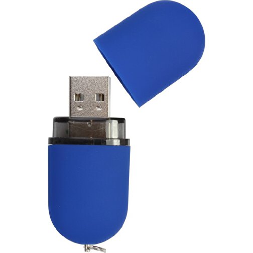 USB-Stick ROUND 32GB , Promo Effects MB , blau gummiert MB , 32 GB , Kunststoff MB , 3 - 10 MB/s MB , 6,20cm x 1,25cm x 2,40cm (Länge x Höhe x Breite), Bild 2