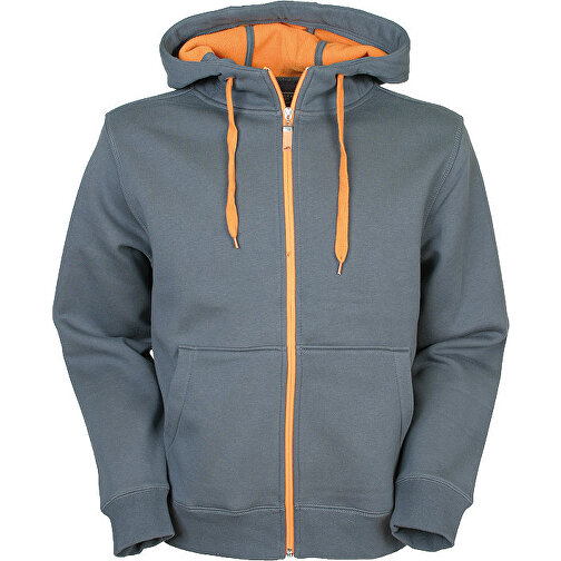 Men´s´ Doubleface Jacket , James Nicholson, carbon / orange, 55 % Polyester, 45 % Baumwolle, XL, , Bild 1