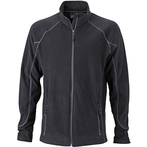 Men´s Structure Fleece Jacket , James Nicholson, schwarz / carbon, 100 % Polyester, XL, , Bild 1