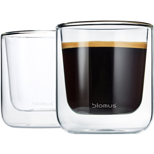 Set 2 Kaffee-Gläser -Nero- , Blomus, transparent, Borosilikatglas, doppelwandig, 7,60cm x 8,60cm x 7,60cm (Länge x Höhe x Breite), Bild 2