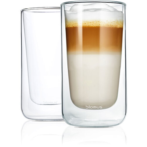 Set 2 Latte Macchiato-Gläser -Nero- , Blomus, transparent, Borosilikatglas, doppelwandig, 7,60cm x 13,90cm x 7,60cm (Länge x Höhe x Breite), Bild 1