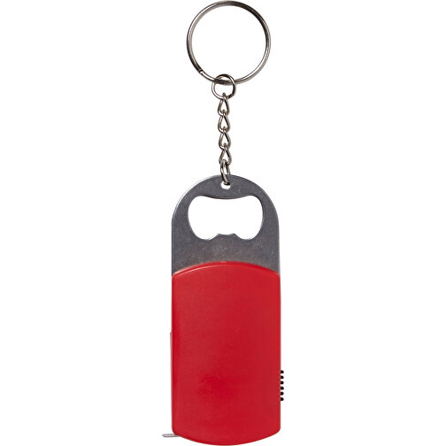 Schlüsselanhänger Aus Kunststoff Karen , rot, ABS, Plastik, Eisen, Stahl, LED, 8,00cm x 1,20cm x 3,50cm (Länge x Höhe x Breite), Bild 1