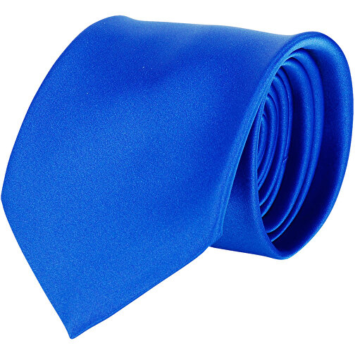 Krawatte, 100% Polyester Satin, Uni, Glänzend , blau, Polyester, glänzend, 148,00cm x 7,50cm (Länge x Breite), Bild 1