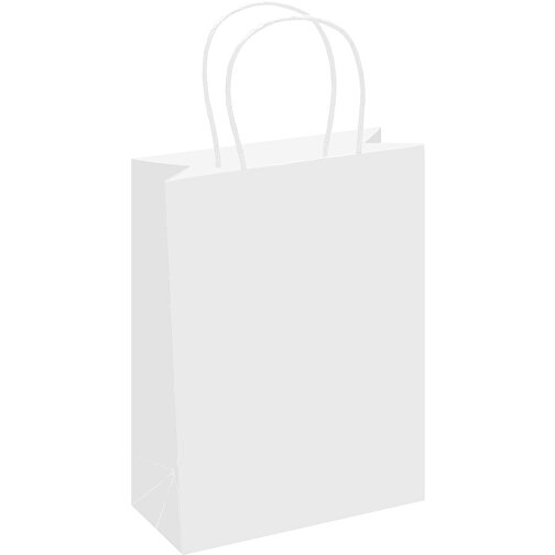 Mittlere Papiertasche Im Eco Look 120g/m² , weiß, Papier, 24,00cm x 30,00cm x 10,00cm (Länge x Höhe x Breite), Bild 1
