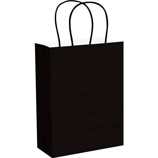 Große Papiertasche Im Eco Look 120g/m² , schwarz, Papier, 30,00cm x 40,00cm x 12,00cm (Länge x Höhe x Breite), Bild 2