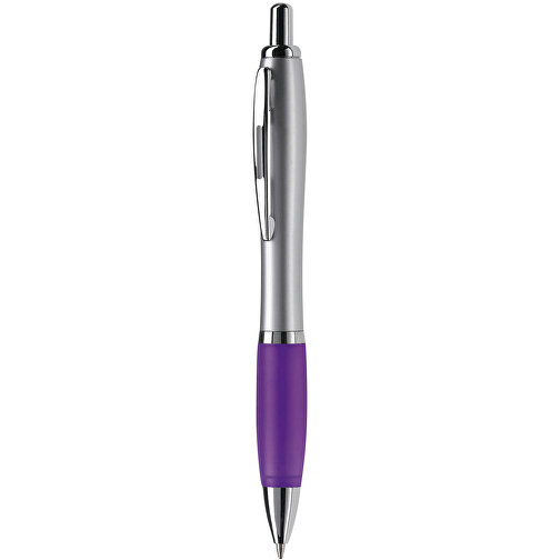 Kugelschreiber Hawaï Silver , silber / violett, ABS & Metall, 14,00cm (Länge), Bild 1