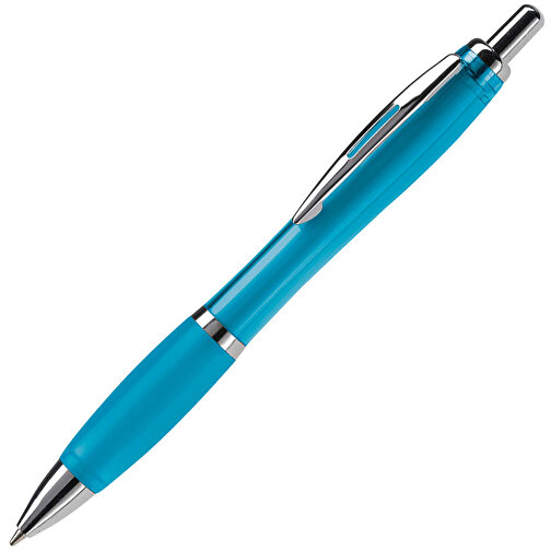 Kugelschreiber Hawaï Transparent , transparent hellblau, ABS & Metall, 14,00cm (Länge), Bild 2