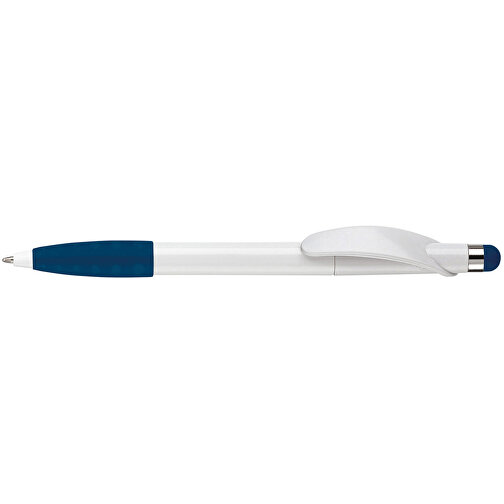 Kugelschreiber Cosmo Stylus , weiss / dunkelblau, ABS, 14,20cm (Länge), Bild 3