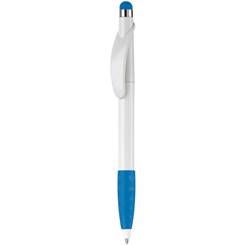 Kugelschreiber Cosmo Stylus , weiß / hellblau, ABS, 14,20cm (Länge), Bild 1