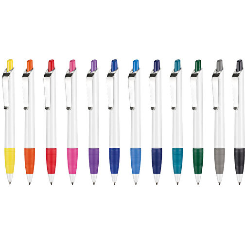 Kugelschreiber Bond Shiny , Ritter-Pen, weiss/signalrot, ABS u. Metall, 14,30cm (Länge), Bild 4