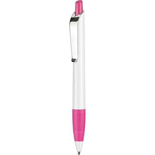 Kugelschreiber Bond Shiny , Ritter-Pen, weiß/fuchsia-pink, ABS u. Metall, 14,30cm (Länge), Bild 1