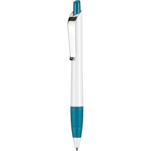 Kugelschreiber Bond Shiny , Ritter-Pen, weiss/petrol-türkis, ABS u. Metall, 14,30cm (Länge), Bild 1