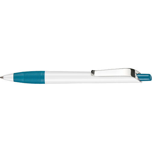 Kugelschreiber Bond Shiny , Ritter-Pen, weiß/petrol-türkis, ABS u. Metall, 14,30cm (Länge), Bild 3