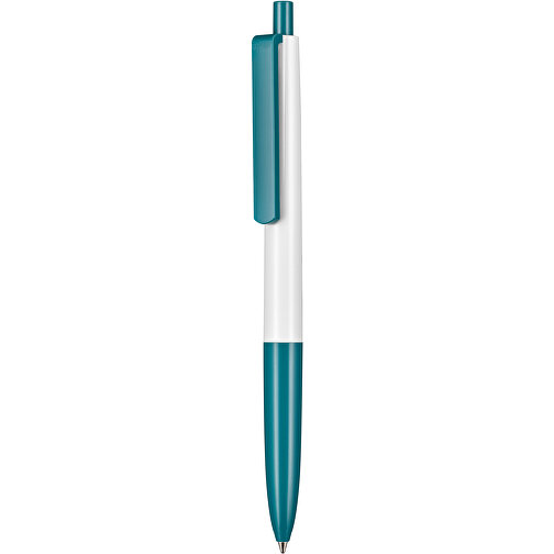 Kugelschreiber New Basic , Ritter-Pen, weiß/petrol-türkis, ABS-Kunststoff, 13,40cm (Länge), Bild 1
